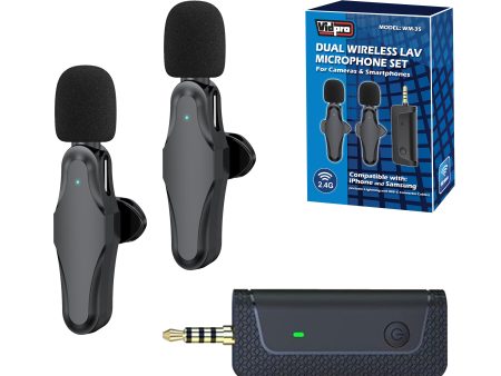 Vidpro WM35 2.4GHz Dual Wireless Lavalier Microphone Set for Cameras and Smartphones Discount