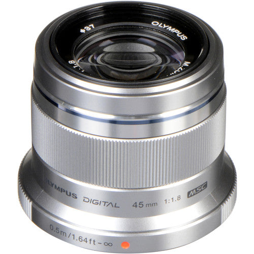 Olympus M.Zuiko Digital 45mm f 1.8 Lens Silver - Open box on Sale